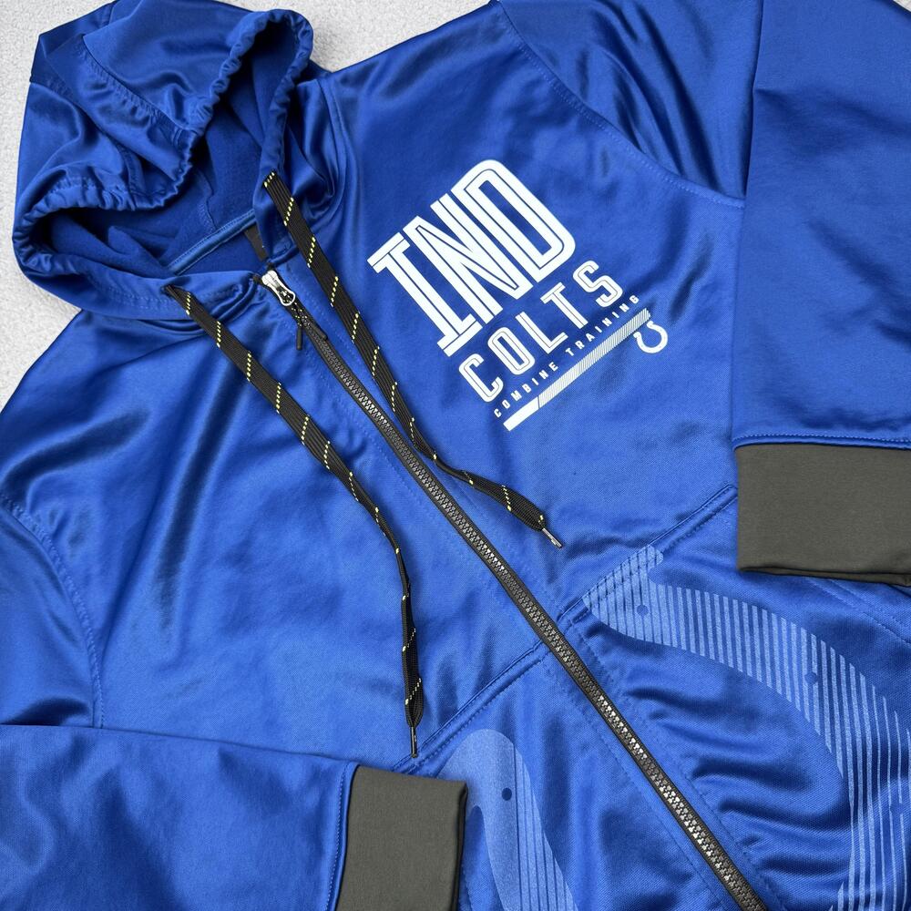 Indianapolis Colts Hoodie Mens Medium Blue NFL Football Zip Combine Training